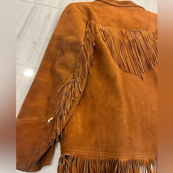 Vintage 60’s Brown Suede Western Fringe Jacket Sylvia Women Sz L Boho Hippie - Picture 3 of 16